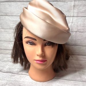 Designed by Patrice Vintage Women's Satin Hat. Champagne Color.